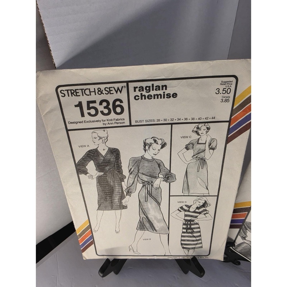 Vintage Stretch & Sew Sewing Patterns Lot of 3 Ann Person Raglan Dress Blouse - Picture 5 of 5